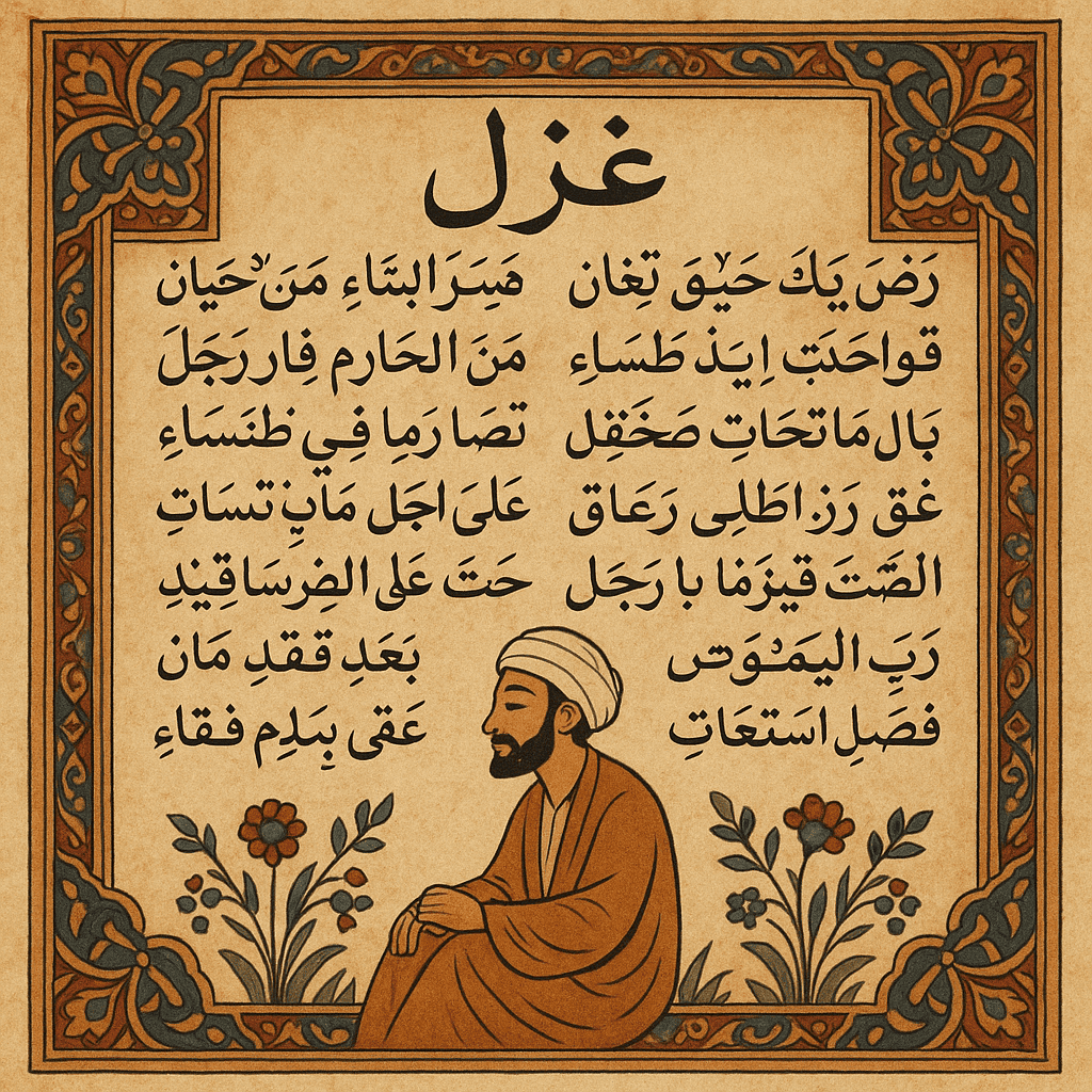 Ancient Arabic manuscript of a Ghazal poem